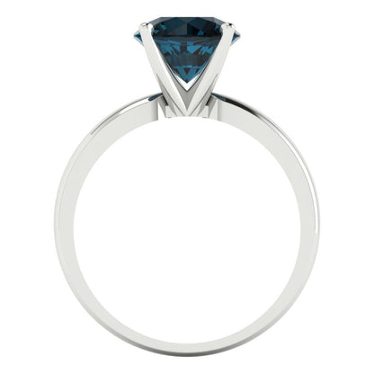 2 cttw Natural London Blue Topaz Solitaire  Engagement Ring - Solid Gold (Round Cut,8.0mm)