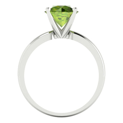 2 cttw Natural Peridot Solitaire  Engagement Ring - Solid Gold (Round Cut,8.0mm)