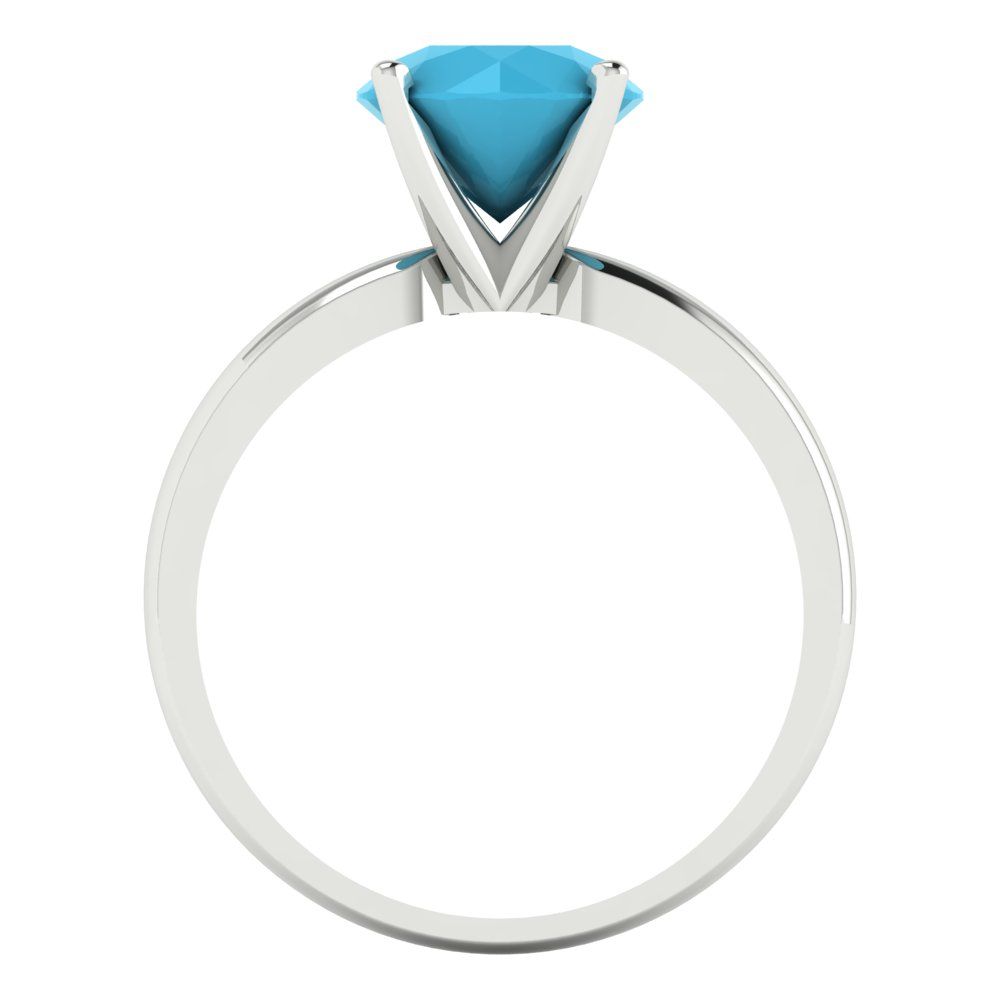 2 cttw Simulated Turquoise Solitaire  Engagement Ring - Solid Gold (Round Cut,8.0mm)
