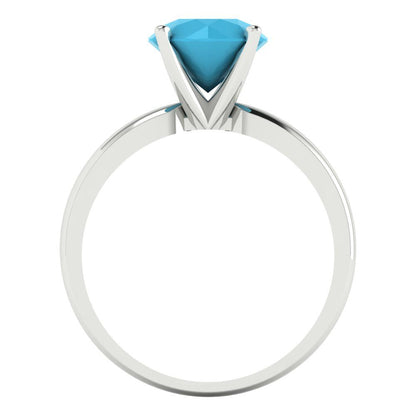 2 cttw Simulated Turquoise Solitaire  Engagement Ring - Solid Gold (Round Cut,8.0mm)