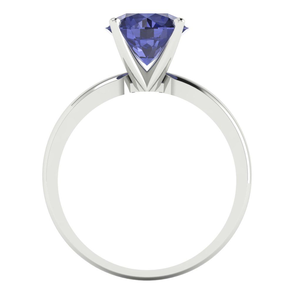 2 cttw Simulated Tanzanite Solitaire  Engagement Ring - Solid Gold (Round Cut,8.0mm)