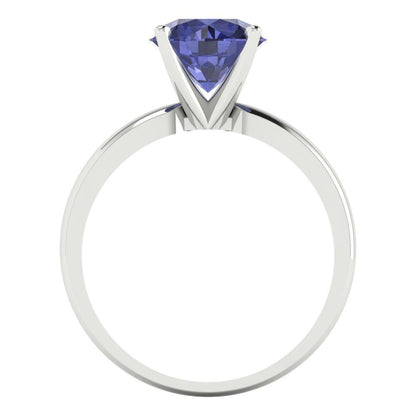 2 cttw Simulated Tanzanite Solitaire  Engagement Ring - Solid Gold (Round Cut,8.0mm)
