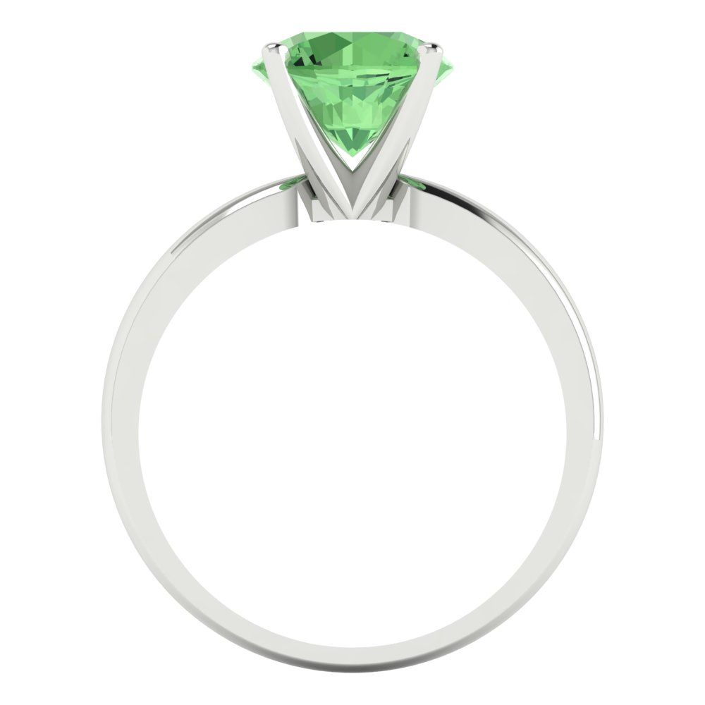 2 cttw Zirconia Simulated Green Diamond Solitaire  Engagement Ring - Solid Gold (VVS1, Round Cut,8.0mm)