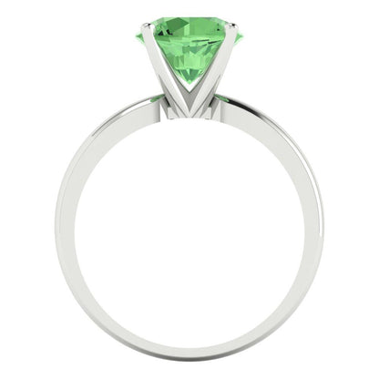 2 cttw Zirconia Simulated Green Diamond Solitaire  Engagement Ring - Solid Gold (VVS1, Round Cut,8.0mm)