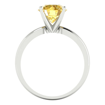 2 cttw Natural Citrine Solitaire  Engagement Ring - Solid Gold (Round Cut,8.0mm)