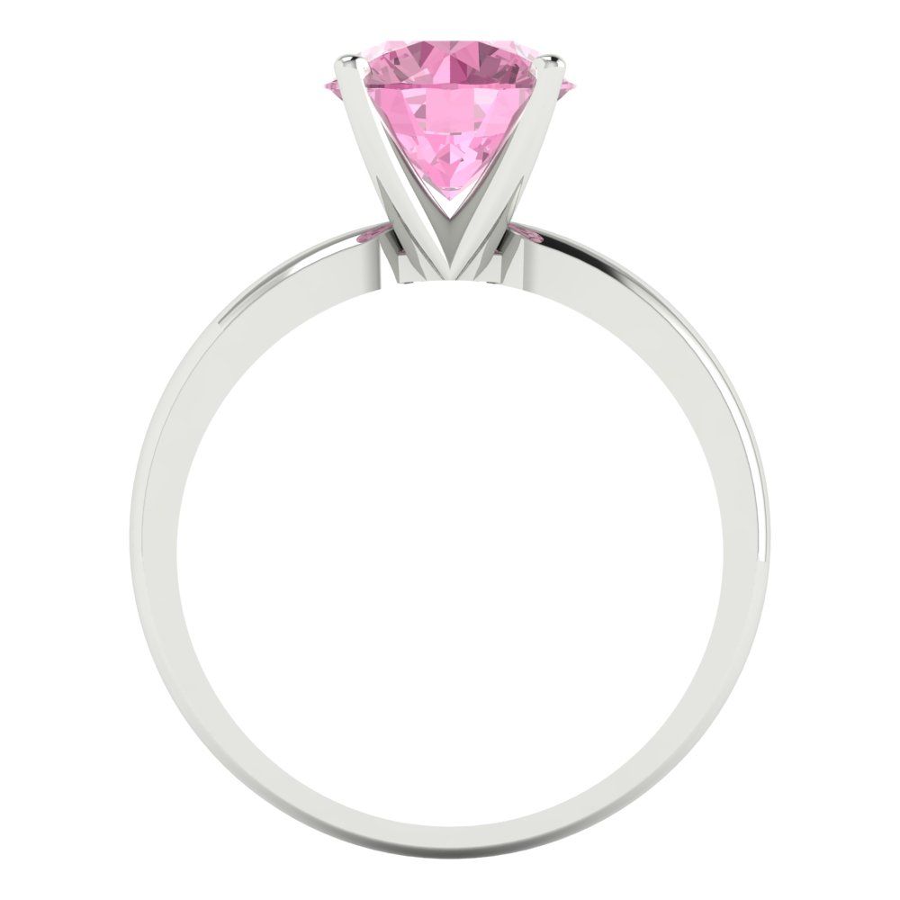 2 cttw Zirconia Simulated Pink Diamond Solitaire  Engagement Ring - Solid Gold (VVS1, Round Cut,8.0mm)
