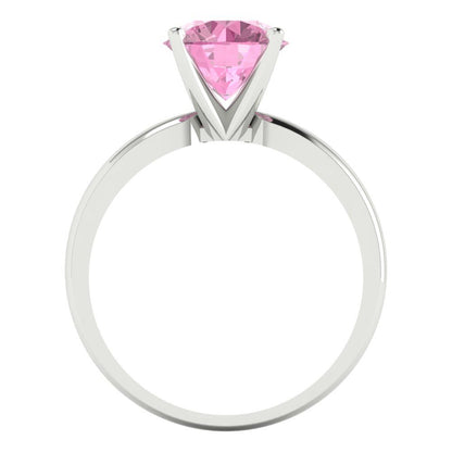 2 cttw Zirconia Simulated Pink Diamond Solitaire  Engagement Ring - Solid Gold (VVS1, Round Cut,8.0mm)