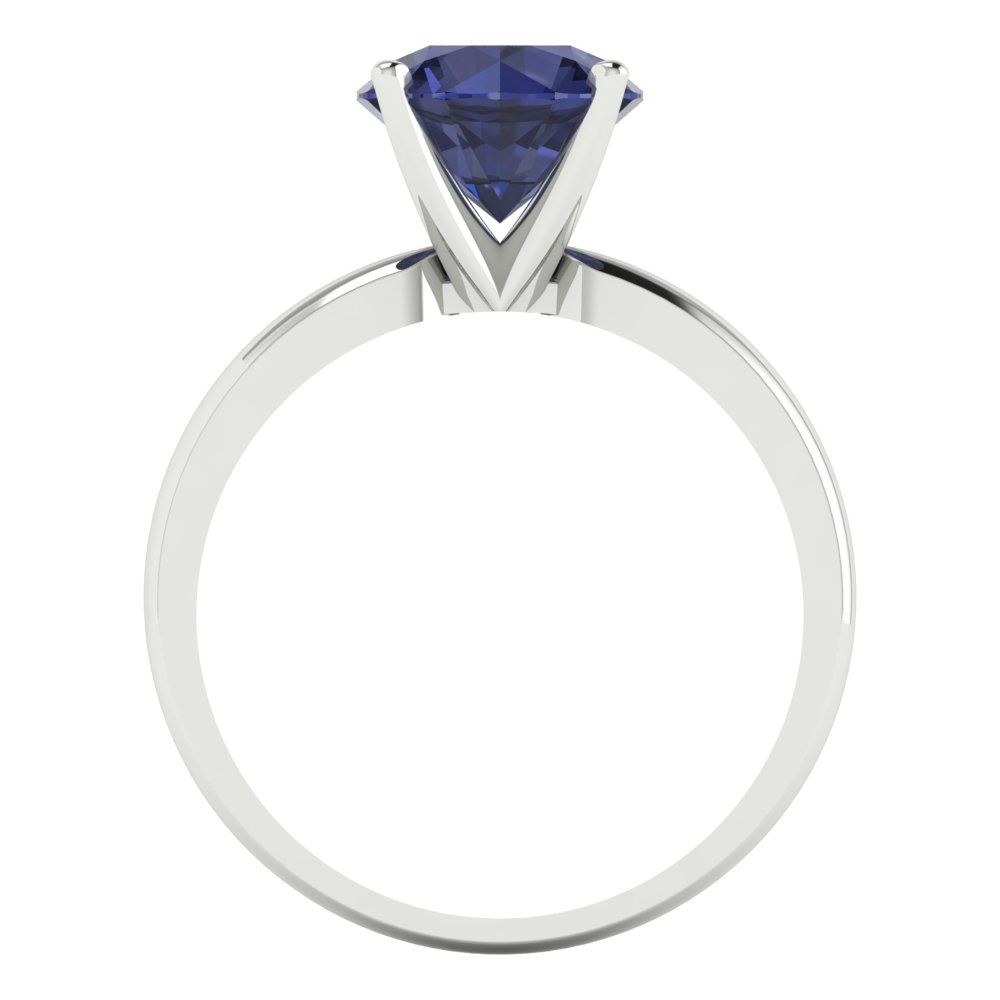 2 cttw Simulated Blue Sapphire Solitaire  Engagement Ring - Solid Gold (Round Cut,8.0mm)