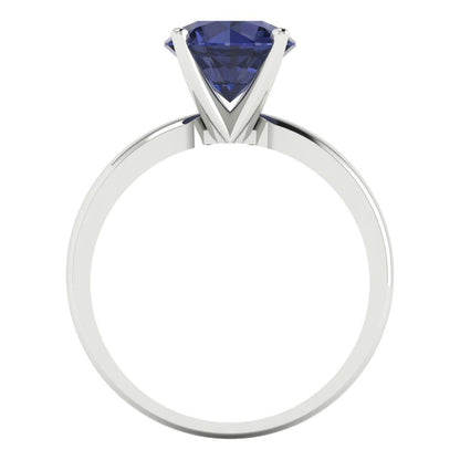 2 cttw Simulated Blue Sapphire Solitaire  Engagement Ring - Solid Gold (Round Cut,8.0mm)
