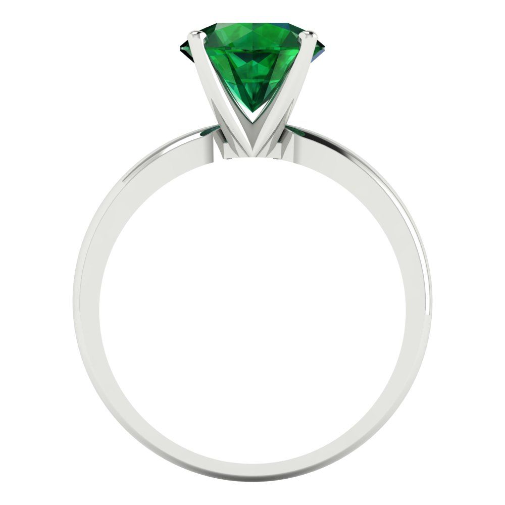 2 cttw Simulated Emerald Solitaire  Engagement Ring - Solid Gold (Round Cut,8.0mm)