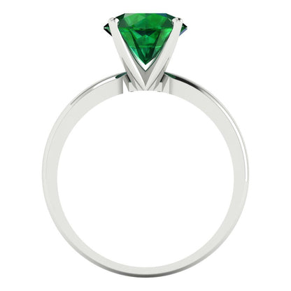 2 cttw Simulated Emerald Solitaire  Engagement Ring - Solid Gold (Round Cut,8.0mm)