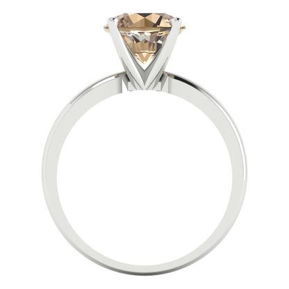 2 cttw Yellow Moissanite Solitaire  Engagement Ring - Solid Gold (Round Cut,8.0mm)