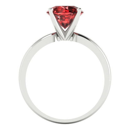 2 cttw Natural Garnet Solitaire  Engagement Ring - Solid Gold (Round Cut,8.0mm)