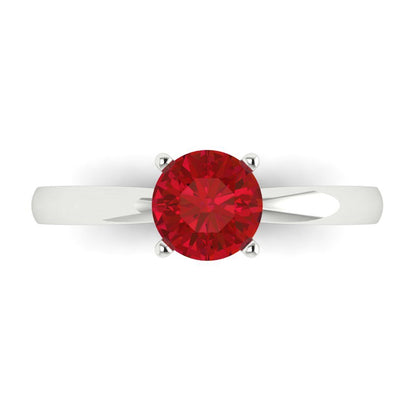 1 cttw Simulated Ruby Solitaire  Engagement Ring - Solid Gold (Round Cut,6.5mm)