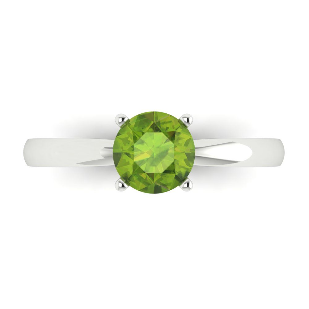 1 cttw Natural Peridot Solitaire  Engagement Ring - Solid Gold (Round Cut,6.5mm)