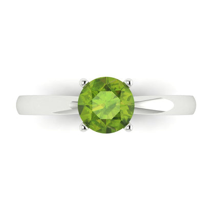 1 cttw Natural Peridot Solitaire  Engagement Ring - Solid Gold (Round Cut,6.5mm)