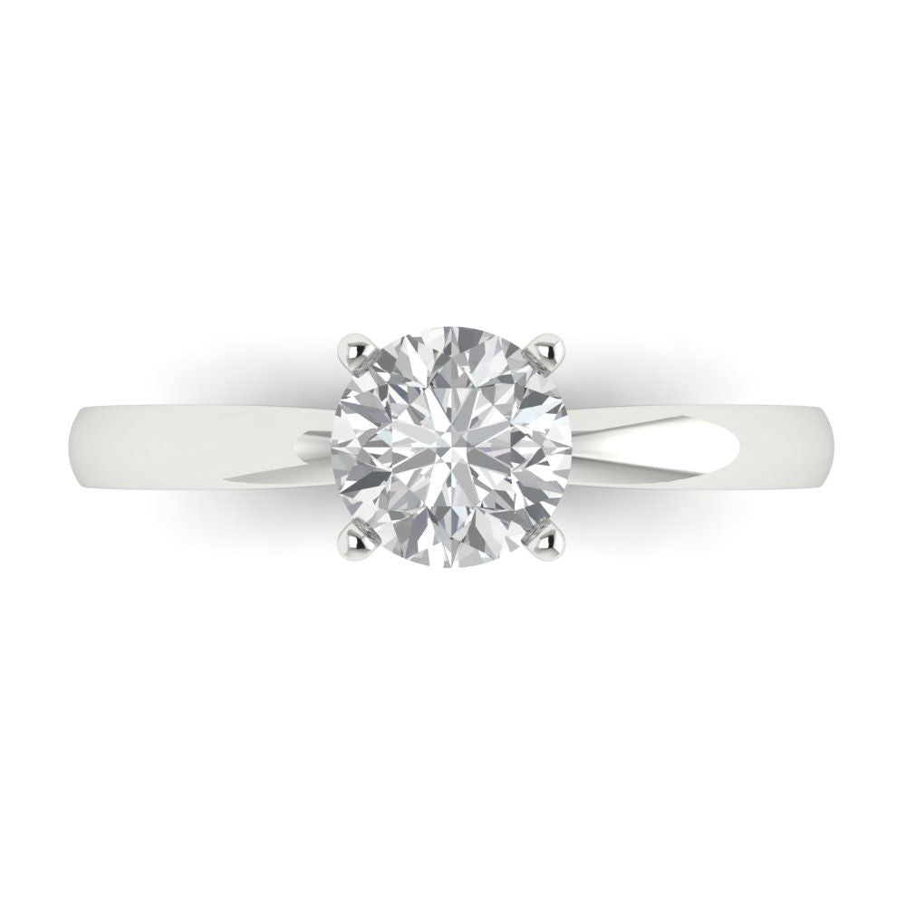 1 cttw White Sapphire Solitaire  Engagement Ring - Solid Gold (Round Cut,6.5mm)