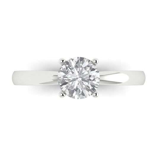 1 cttw Zirconia Simulated Diamond Solitaire  Engagement Ring - Solid White Gold (VVS1, Round Cut,6.5mm)