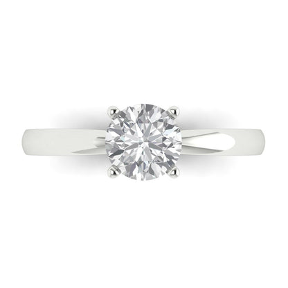 1 cttw Certified Moissanite Solitaire  Engagement Ring - Solid Gold (VVS1, D-F,Round Cut,6.5mm)