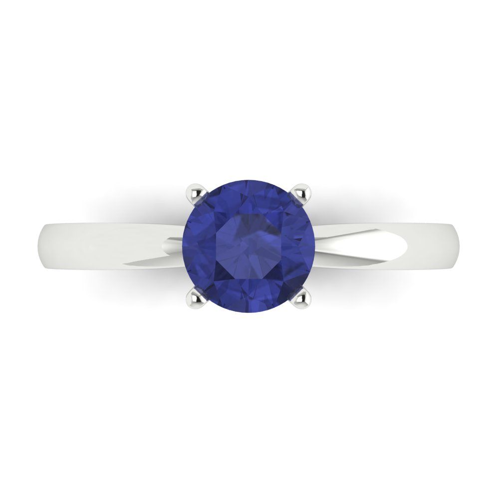 1 cttw Simulated Tanzanite Solitaire  Engagement Ring - Solid Gold (Round Cut,6.5mm)