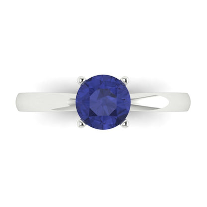 1 cttw Simulated Tanzanite Solitaire  Engagement Ring - Solid Gold (Round Cut,6.5mm)