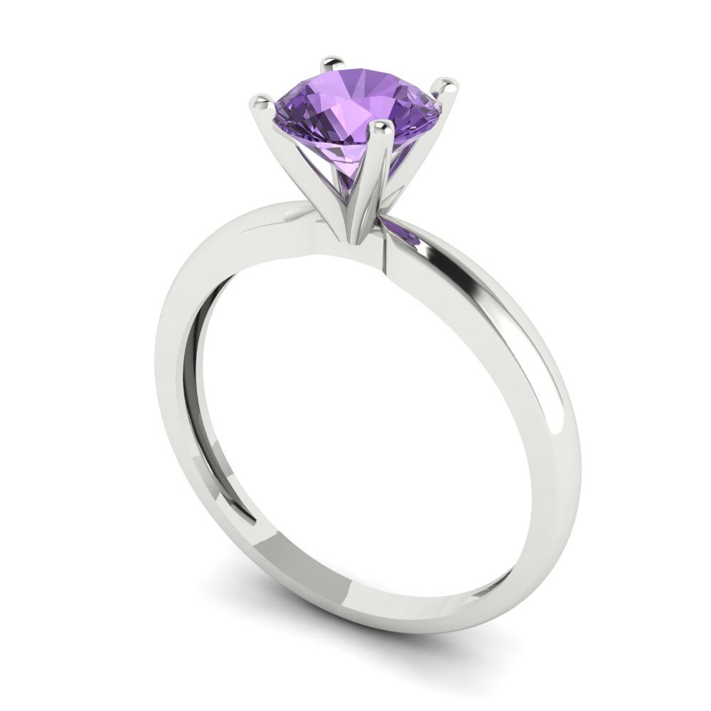 1 cttw Simulated Alexandrite Solitaire  Engagement Ring - Solid Gold (Round Cut,6.5mm)