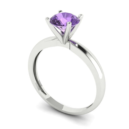 1 cttw Simulated Alexandrite Solitaire  Engagement Ring - Solid Gold (Round Cut,6.5mm)