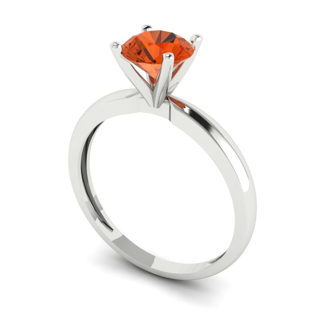 1 cttw Zirconia Simulated Red Diamond Solitaire  Engagement Ring - Solid Gold (VVS1, Round Cut,6.5mm)