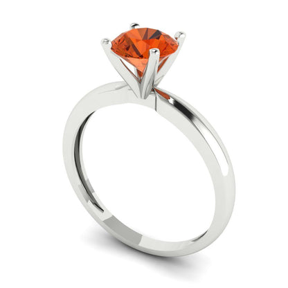 1 cttw Zirconia Simulated Red Diamond Solitaire  Engagement Ring - Solid Gold (VVS1, Round Cut,6.5mm)