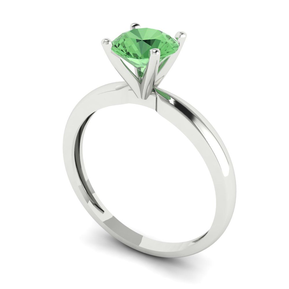 1 cttw Zirconia Simulated Green Diamond Solitaire  Engagement Ring - Solid Gold (VVS1, Round Cut,6.5mm)