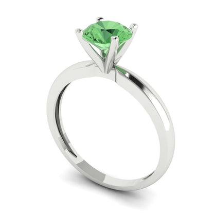 1 cttw Zirconia Simulated Green Diamond Solitaire  Engagement Ring - Solid Gold (VVS1, Round Cut,6.5mm)