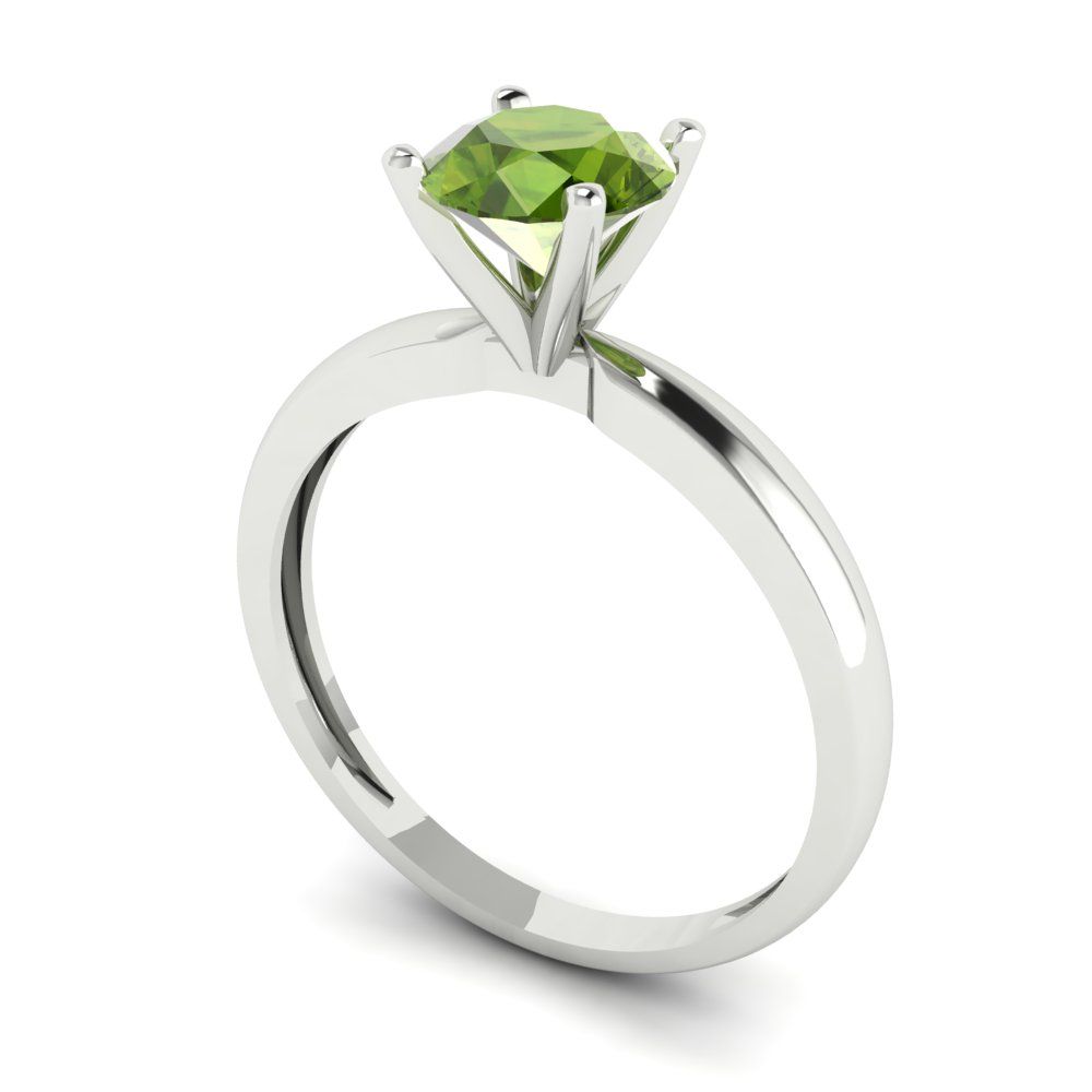 1 cttw Natural Peridot Solitaire  Engagement Ring - Solid Gold (Round Cut,6.5mm)