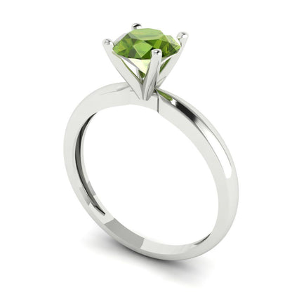1 cttw Natural Peridot Solitaire  Engagement Ring - Solid Gold (Round Cut,6.5mm)