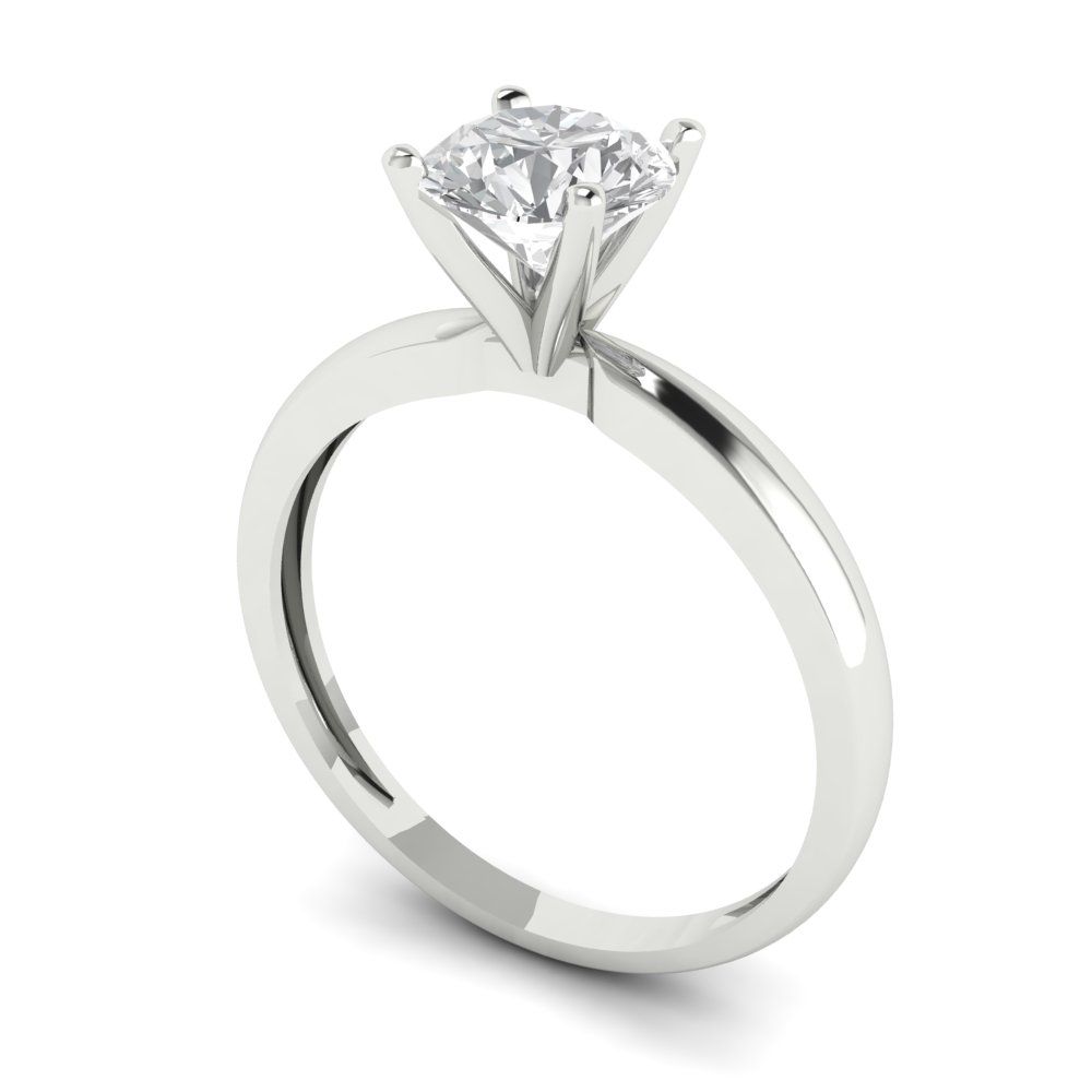 1 cttw White Sapphire Solitaire  Engagement Ring - Solid Gold (Round Cut,6.5mm)