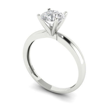 1 cttw White Sapphire Solitaire  Engagement Ring - Solid Gold (Round Cut,6.5mm)