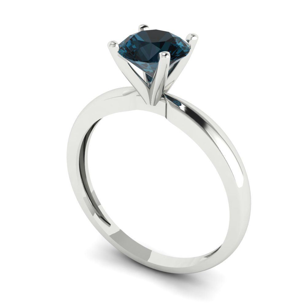 1 cttw Natural London Blue Topaz Solitaire  Engagement Ring - Solid Gold (Round Cut,6.5mm)