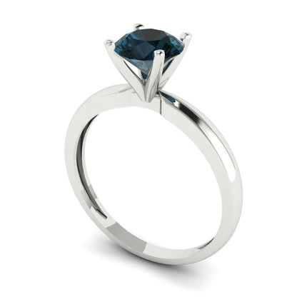 1 cttw Natural London Blue Topaz Solitaire  Engagement Ring - Solid Gold (Round Cut,6.5mm)