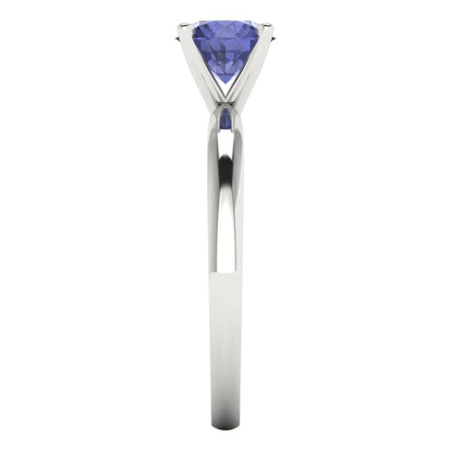 1 cttw Simulated Tanzanite Solitaire  Engagement Ring - Solid Gold (Round Cut,6.5mm)