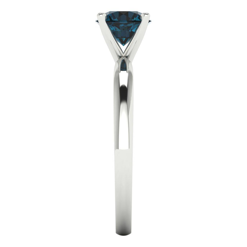 1 cttw Natural London Blue Topaz Solitaire  Engagement Ring - Solid Gold (Round Cut,6.5mm)