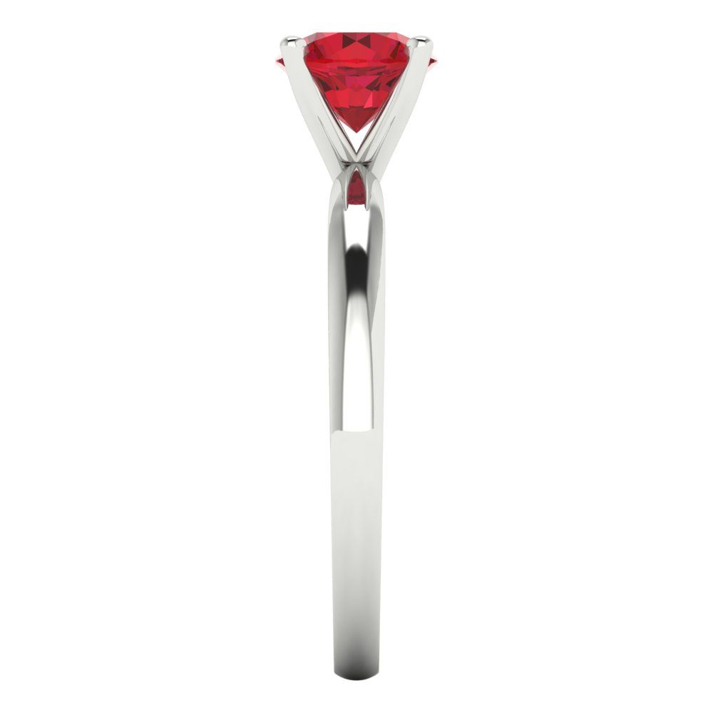 1 cttw Simulated Ruby Solitaire  Engagement Ring - Solid Gold (Round Cut,6.5mm)