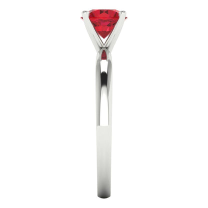 1 cttw Simulated Ruby Solitaire  Engagement Ring - Solid Gold (Round Cut,6.5mm)