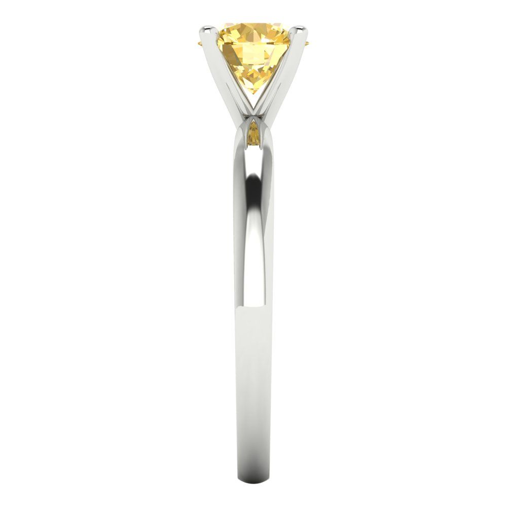 1 cttw Zirconia Simulated Yellow Diamond Solitaire  Engagement Ring - Solid Gold (VVS1, Round Cut,6.5mm)