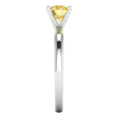 1 cttw Zirconia Simulated Yellow Diamond Solitaire  Engagement Ring - Solid Gold (VVS1, Round Cut,6.5mm)