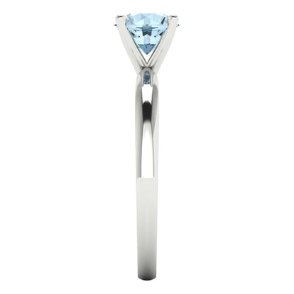 1 cttw Natural Sky Blue Topaz Solitaire  Engagement Ring - Solid Gold (Round Cut,6.5mm)