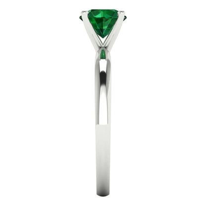 1 cttw Simulated Emerald Solitaire  Engagement Ring - Solid Gold (Round Cut,6.5mm)