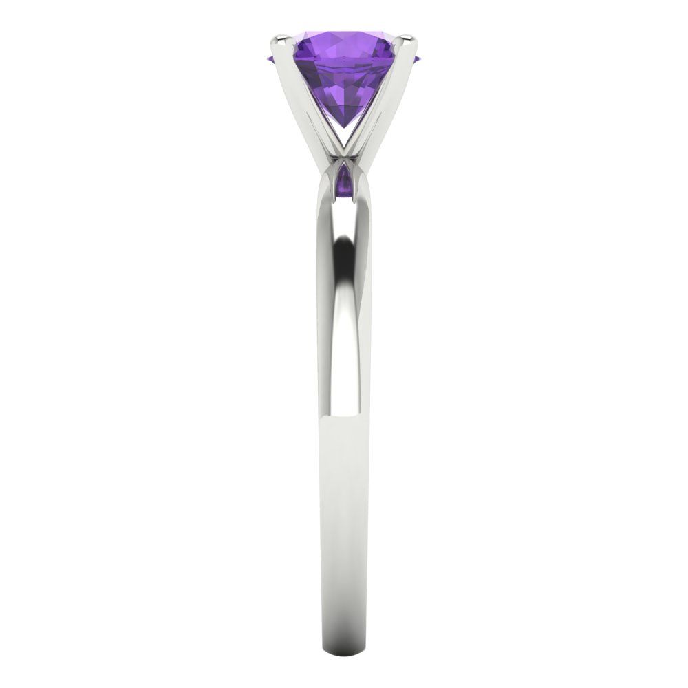 1 cttw Natural Amethyst Solitaire  Engagement Ring - Solid Gold (Round Cut,6.5mm)
