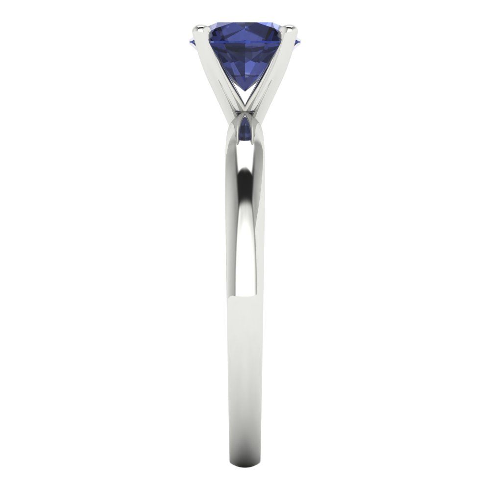 1 cttw Simulated Blue Sapphire Solitaire  Engagement Ring - Solid Gold (Round Cut,6.5mm)