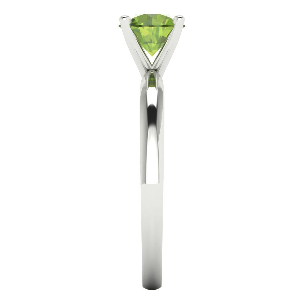 1 cttw Natural Peridot Solitaire  Engagement Ring - Solid Gold (Round Cut,6.5mm)