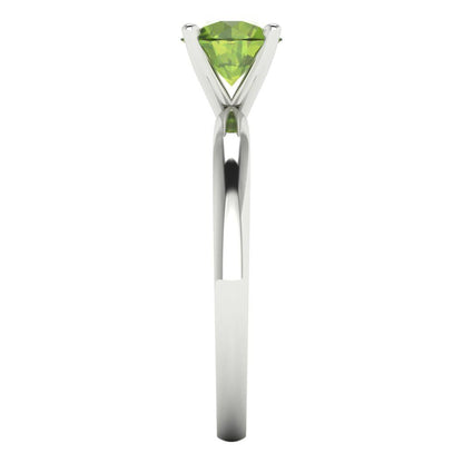 1 cttw Natural Peridot Solitaire  Engagement Ring - Solid Gold (Round Cut,6.5mm)