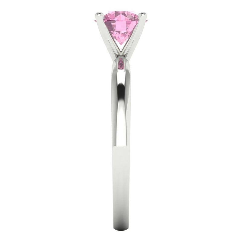 1 ct Brilliant Round Cut Pink Simulated Diamond Stone White Gold Solitaire Ring